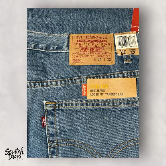 Levi's Men's 560 Loose Fit Tapered Leg Jeans W54 L32 Classic Comfortable Denim - Picture 5 of 6